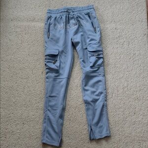 Guapi light Blue Cargo Joggers with Rhinestone Detail